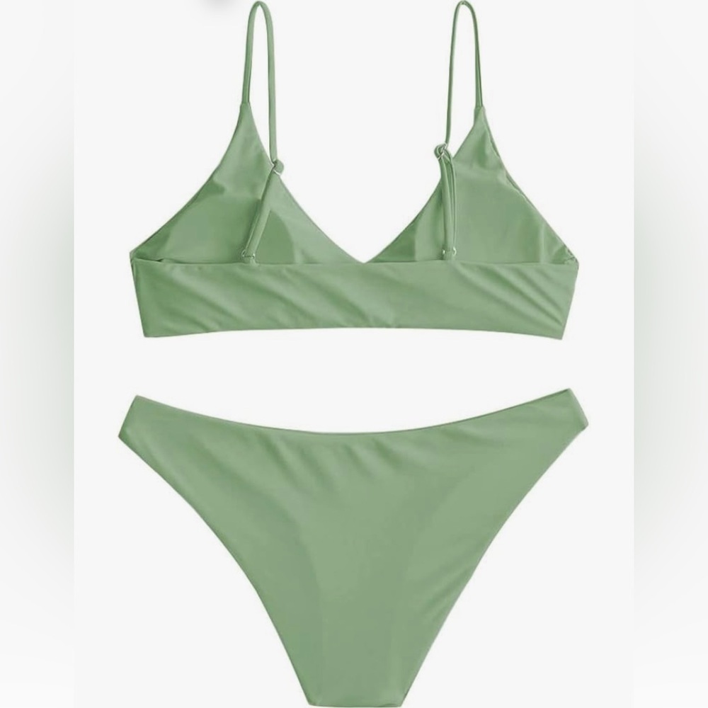 106‎ NWT ZAFUL Women's Solid Spaghetti Strap Bralette Bikini Set - Size Large - Picture 2 of 9